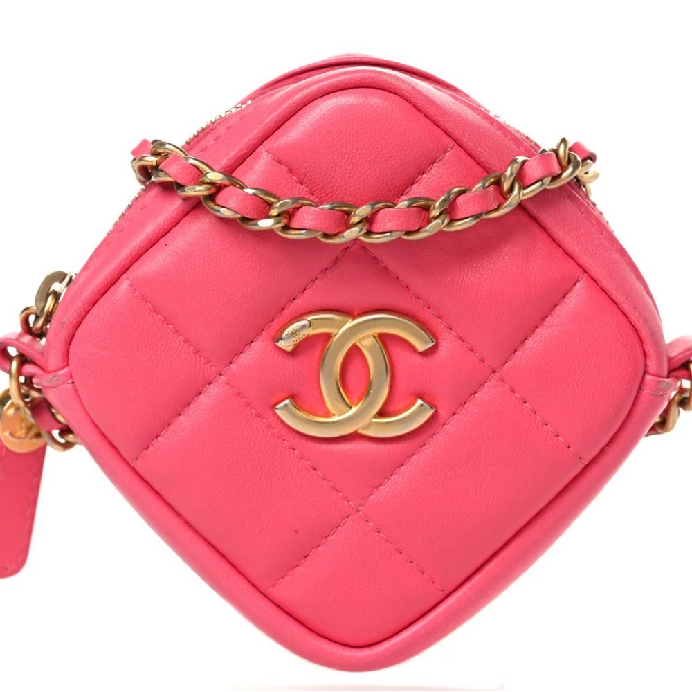Chanel Chain Shoulder Bag Coco Mark Matelasse Lambskin CHANEL Pink Mini
